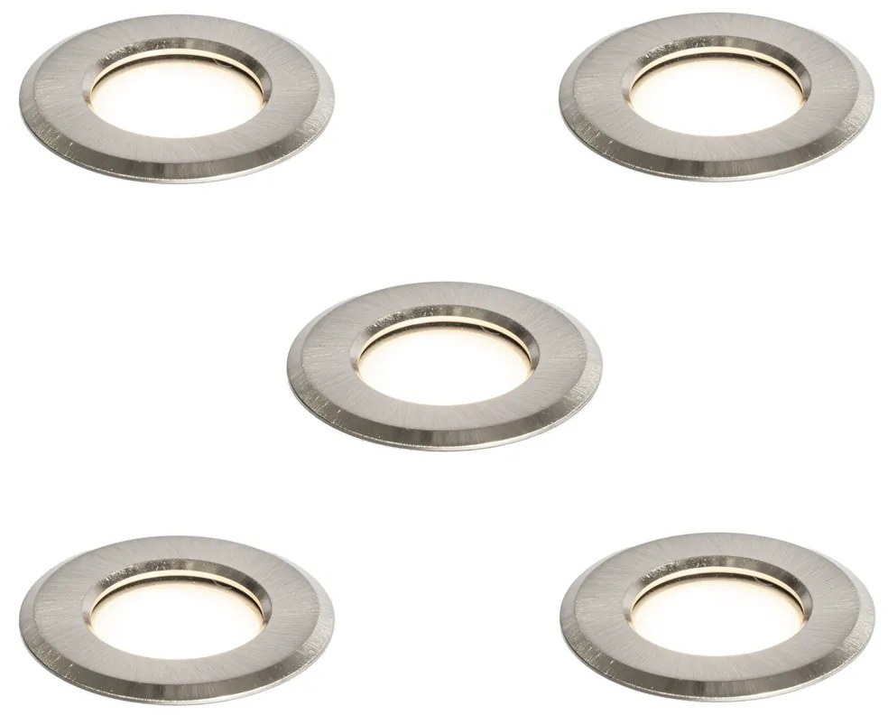 Set di 5 faretti da incasso moderni in alluminio con LED IP67 - Linsey