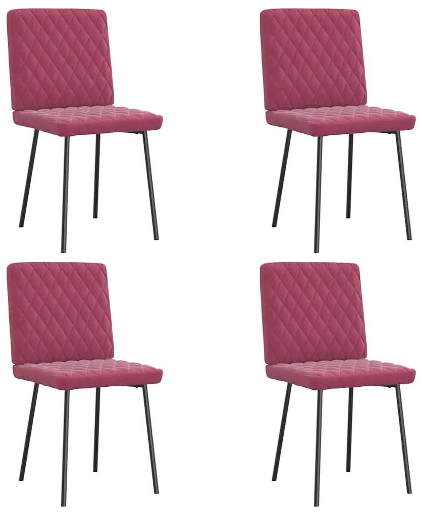 Sedie Da Pranzo 4 Pz Rosso Vino İn Velluto /