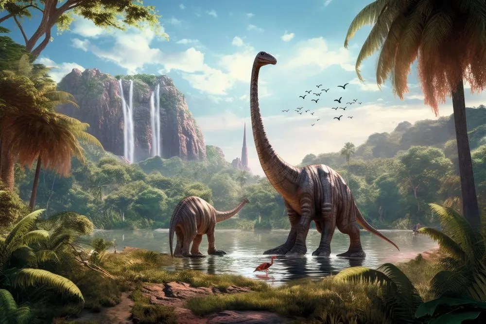 Carta da parati autoadesiva – Terra inesplorata dei dinosauri
