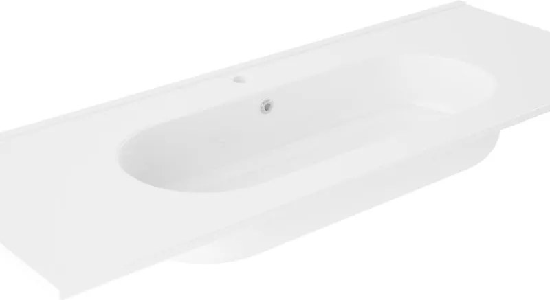 Lavabo a incasso rettangolare vasca centrale Ada L 121 x H 18 x P 46 cm in ceramica bianco lucido