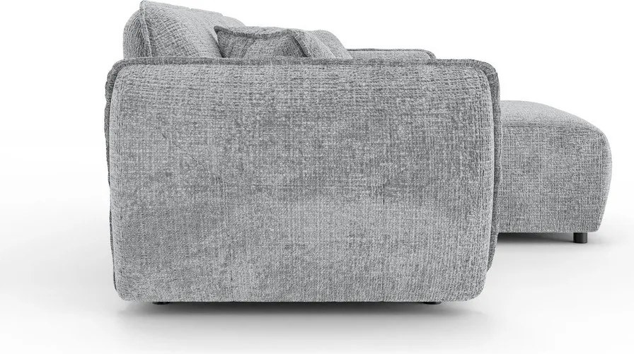 Divano angolare grigio chiaro (con penisola a destra/con chaise lounge) con rivestimento in ciniglia Nelia – Ropez