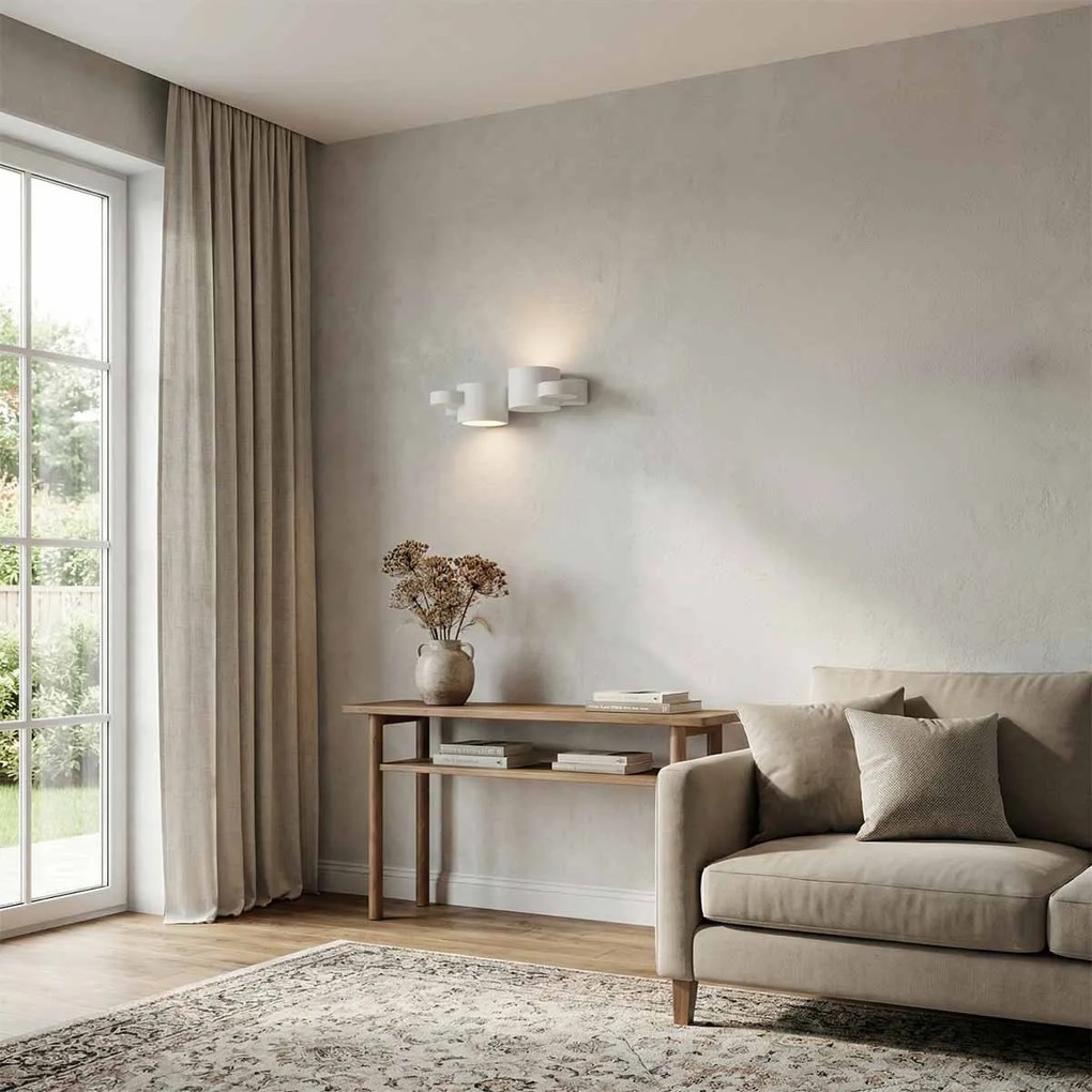 Applique da Parete 2xG9 in Gesso Pitturabile  - Serie VOLUMI