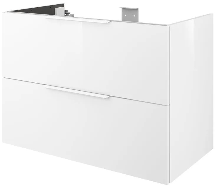 Mobile da bagno sospeso sotto lavabo L 90 x H 64 x P 48 cm bianco laccato lucido, 2 cassetti SENSEA Neo