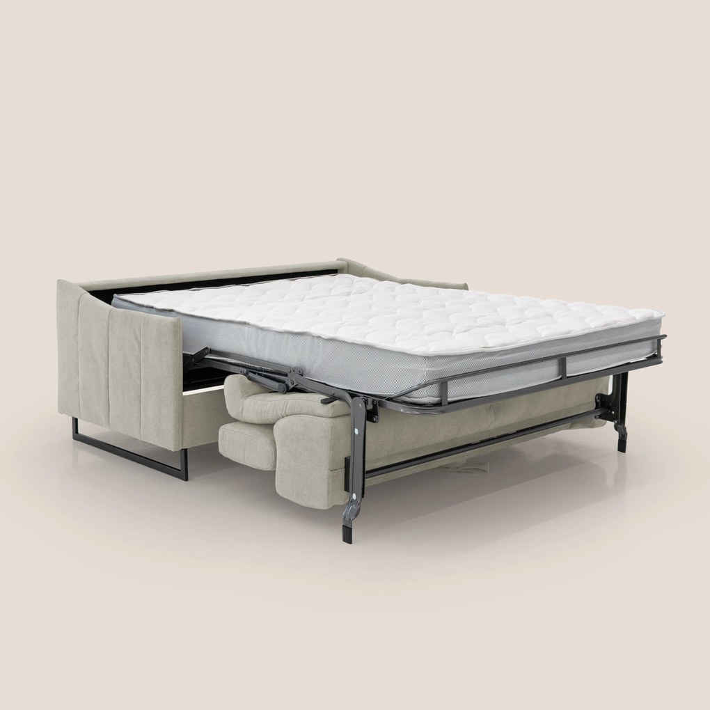 Loto divano letto salvaspazio materasso H18 cm con piedi alti in morbido tessuto impermeabile T14 panna