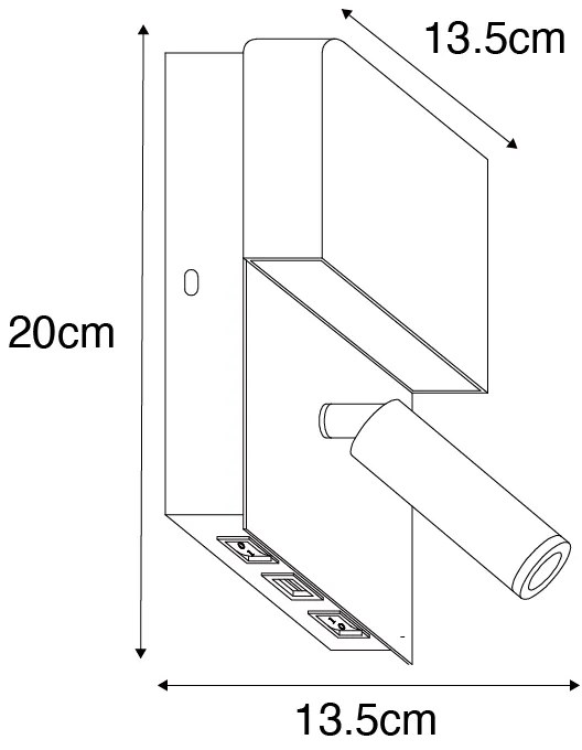 Applique nera con LED incl. USB e lampada da lettura con interruttore - Robin