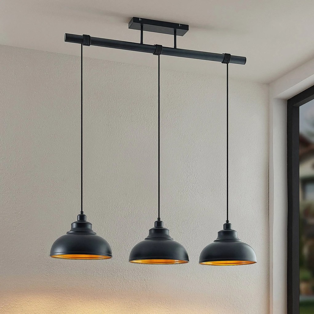 Lampada a sospensione Emna Lindby, dimmerabile, Nero, Soggiorno / Sala da pranzo, Metallo, Vintage, Lampada a sospensione