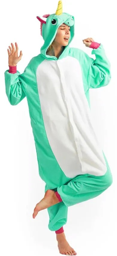 Tuta kigurumi al mentolo con motivo unicorno taglia M