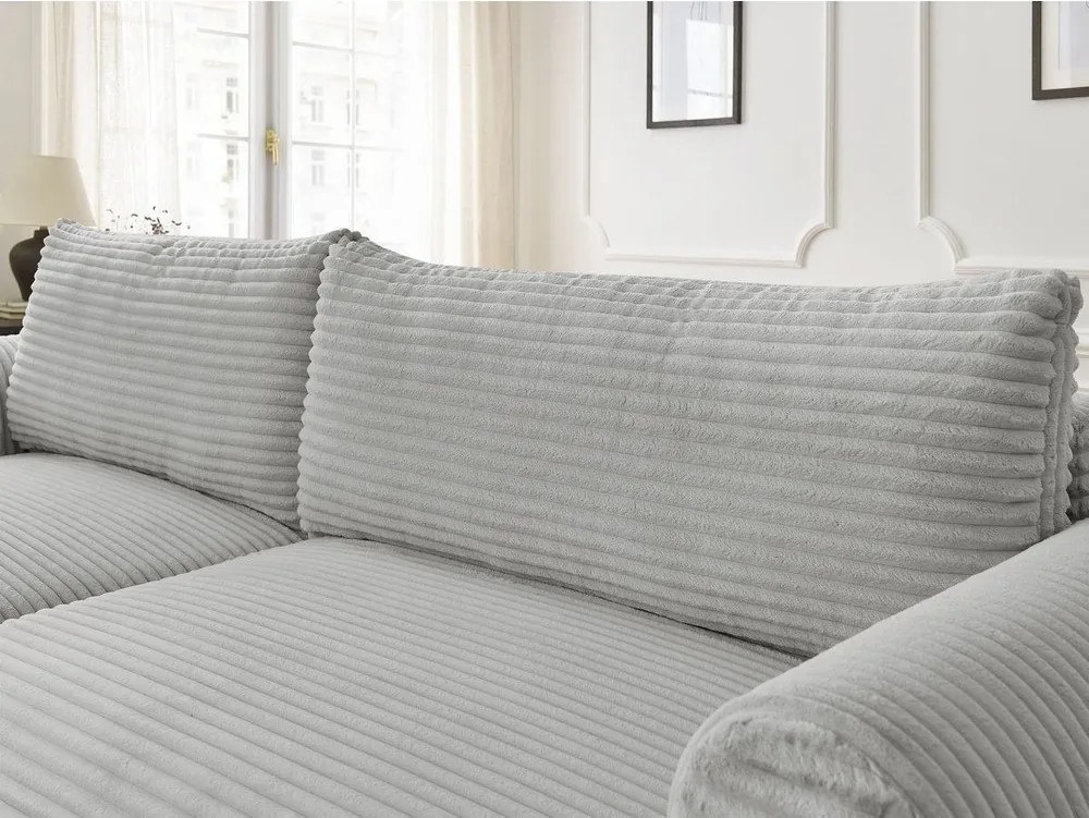 Divano angolare in grigio chiaro allungabile (con penisola a sinistra) con rivestimento in velluto a coste Lucien – Bobochic Paris