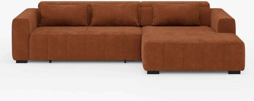 Doric Divano angolare con penisola e sedute allungabili con relax elettrico - poggiatesta reclinabili in tessuto smacchiabile T23