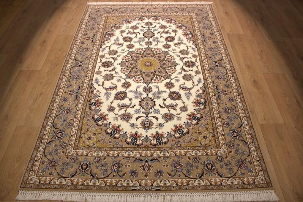Isfahan Tappeto 240x160 (Iran) Annodato A Mano