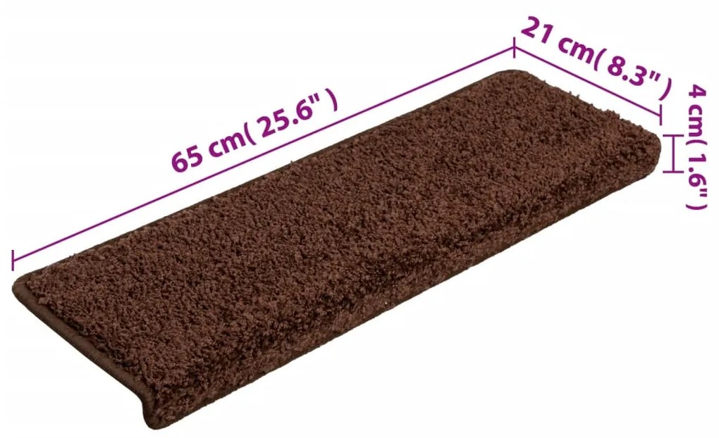 Tappetini per Scale in Moquette 15 pz 65x21x4 cm Marroni