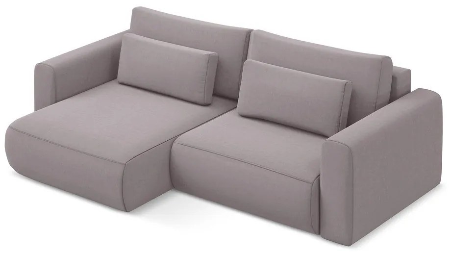 Divano angolare lavanda allungabile/con contenitore (con penisola a sinistra/con chaise lounge) con rivestimento in velluto Kapua – Makamii