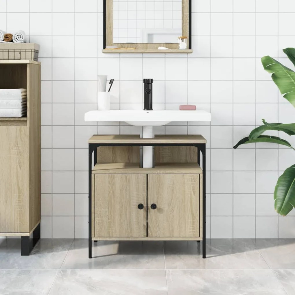 Mobile lavabo bagno rovere sonoma 60x30x60 cm legno multistrato