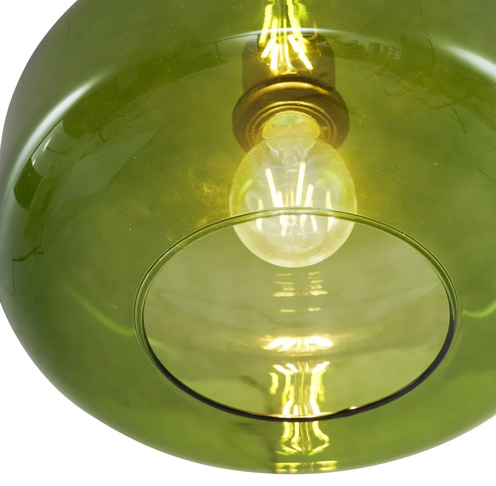 Lampada a sospensione retrò nera con vetro verde - Bizle