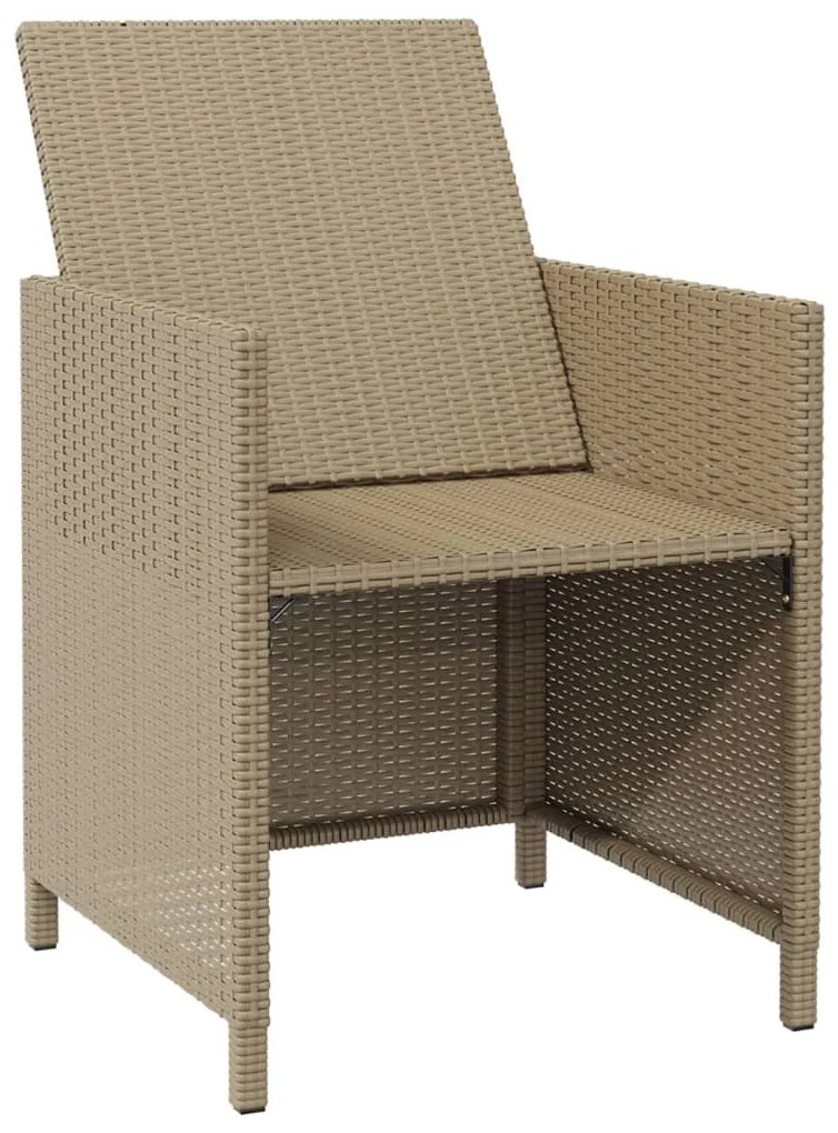 Sedie da Giardino con Cuscini 4 pz in Polyrattan Beige