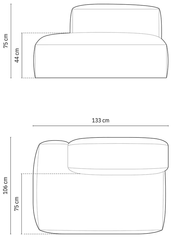 Parte divano componibile grigio (con penisola a sinistra) con rivestimento in velluto Martina – Micadoni