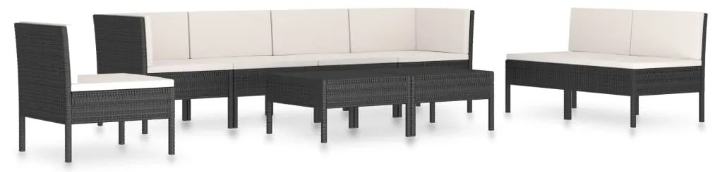 Set Divani da Giardino 9 pz con Cuscini in Polyrattan Nero