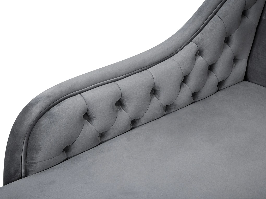 Chaise longue destra in velluto grigio NIMES Beliani