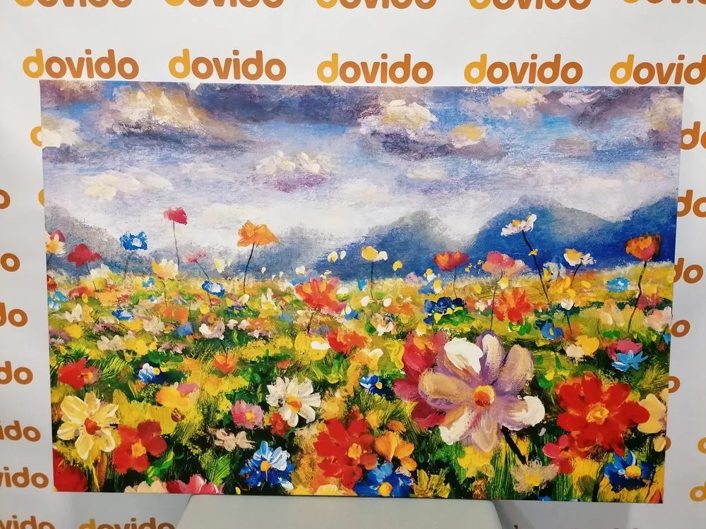 Stampa su tela – Pittura a olio di fiori selvatici