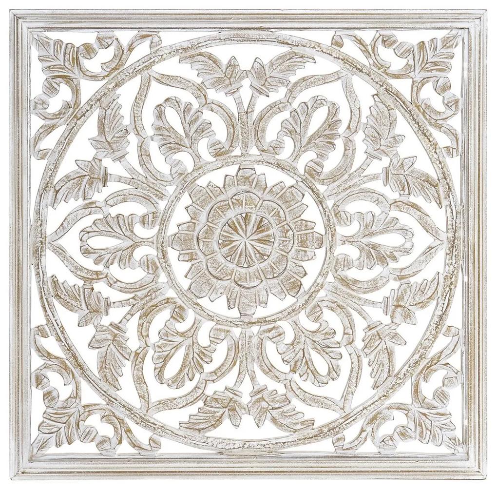 Decorazione da Parete DKD Home Decor Bianco Mandala Legno MDF (60 x 2 x 60 cm)