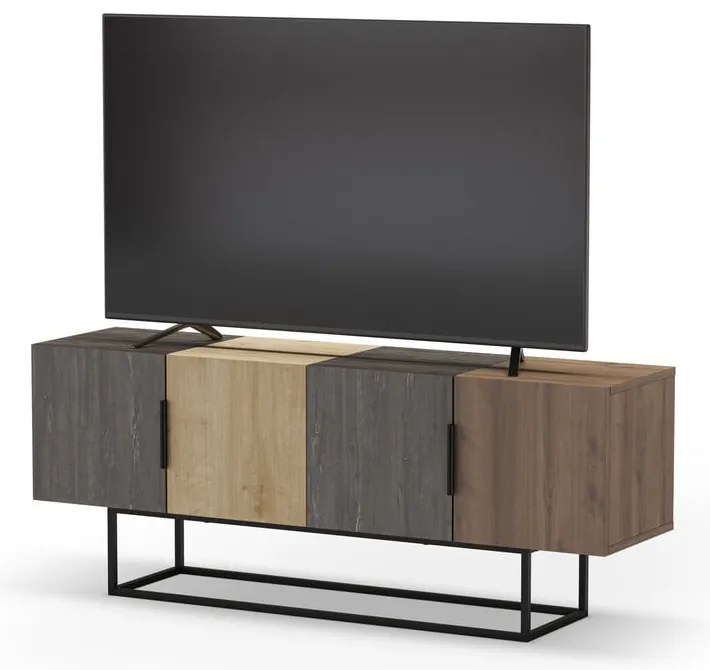 Tavolo TV in rovere decorato in marrone naturale 140x55 cm Titan - Marckeric