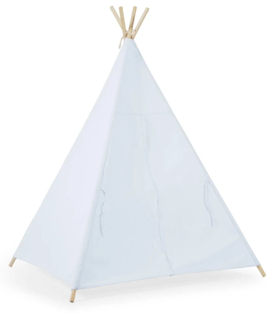 Kave Home - Tipi Darlyn 100% cotone blu e gambe in legno massello di pino