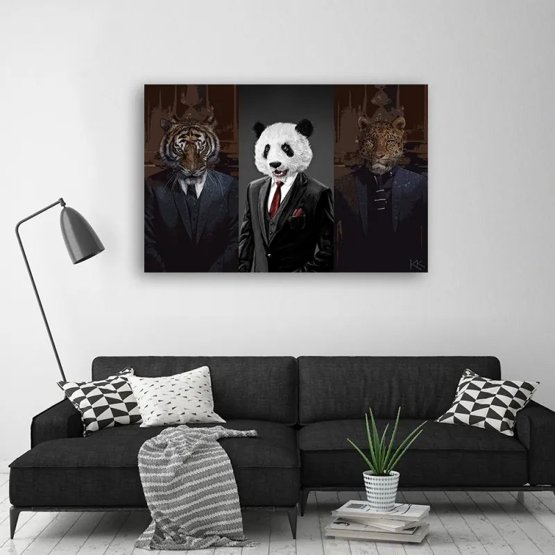 Quadro su tela, Animali in giacca e cravatta  Dimensioni Tappeti 120x80