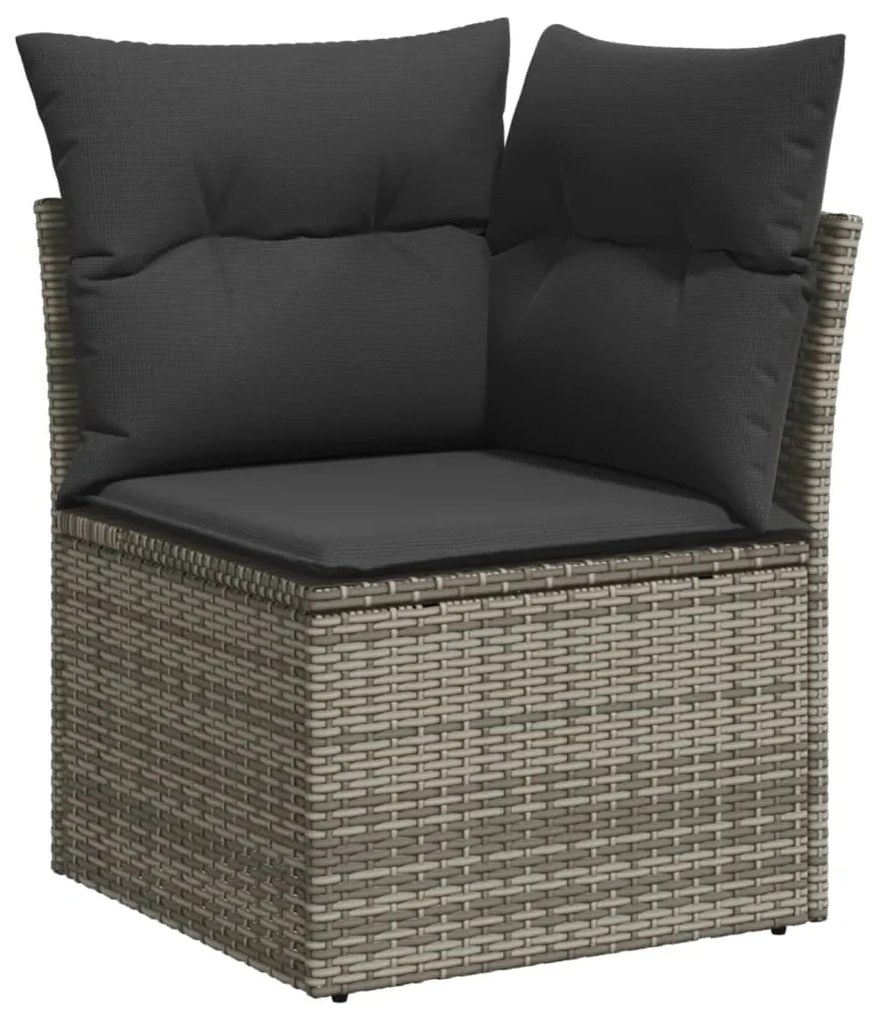 Set divano da giardino 10 pz con cuscini grigio in polyrattan