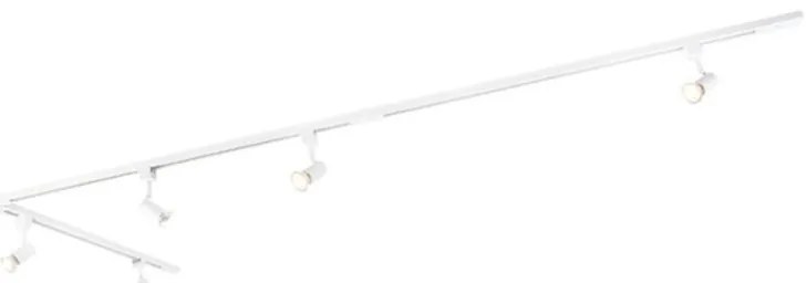 Sistema a binario moderno con 5 faretti monofase bianco - Jeany