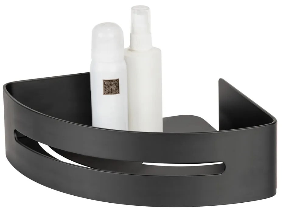 Mensola angolare in metallo nero opaco autoportante per il bagno Bivio - Wenko