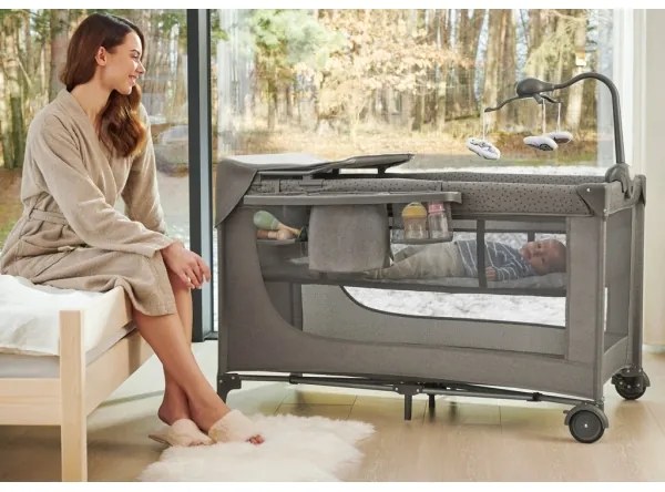 KINDERKRAFT - Culla da viaggio JOY 2 con accessori grigio