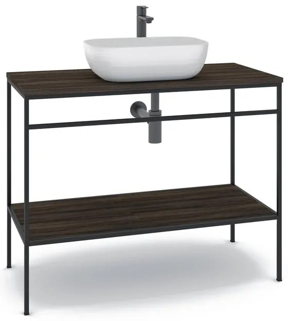 Mobile bagno con lavabo L 100 x H 92 x P 45.5 cm nero per vasca centrale Outline