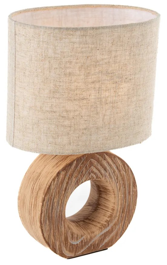 Lampada da tavolo moderna con stampa in legno e paralume beige - Meau
