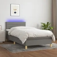 Letto a Molle Materasso e LED Grigio Scuro 80x200 cm in Tessuto cod mxl 56172