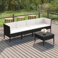 Set Divani da Giardino 5 pz con Cuscini in Polyrattan Nero cod mxl 41941