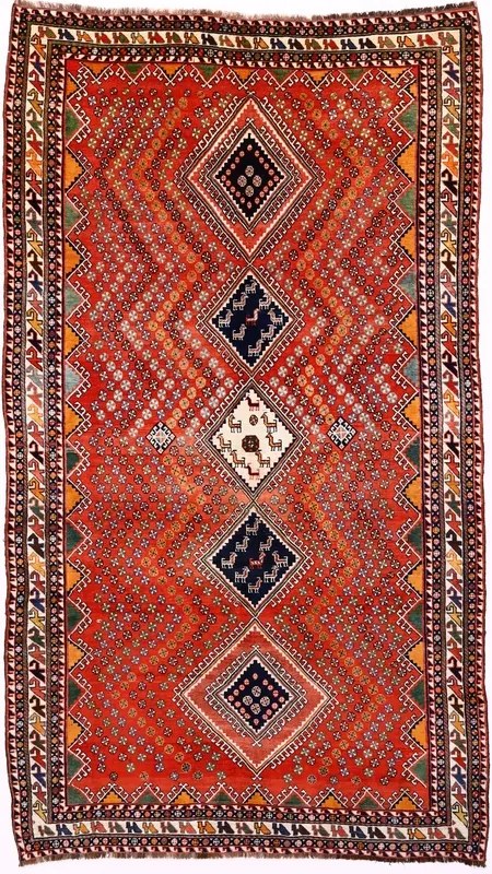Gashghai Tappeto 300x170 Rosso (Iran) Annodato A Mano