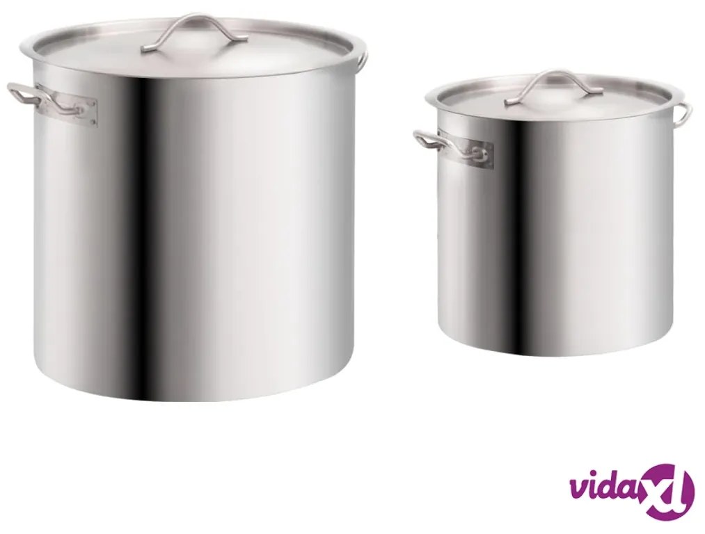 vidaXL Set di Pentole 2 pz 71/36 L in Acciaio Inossidabile