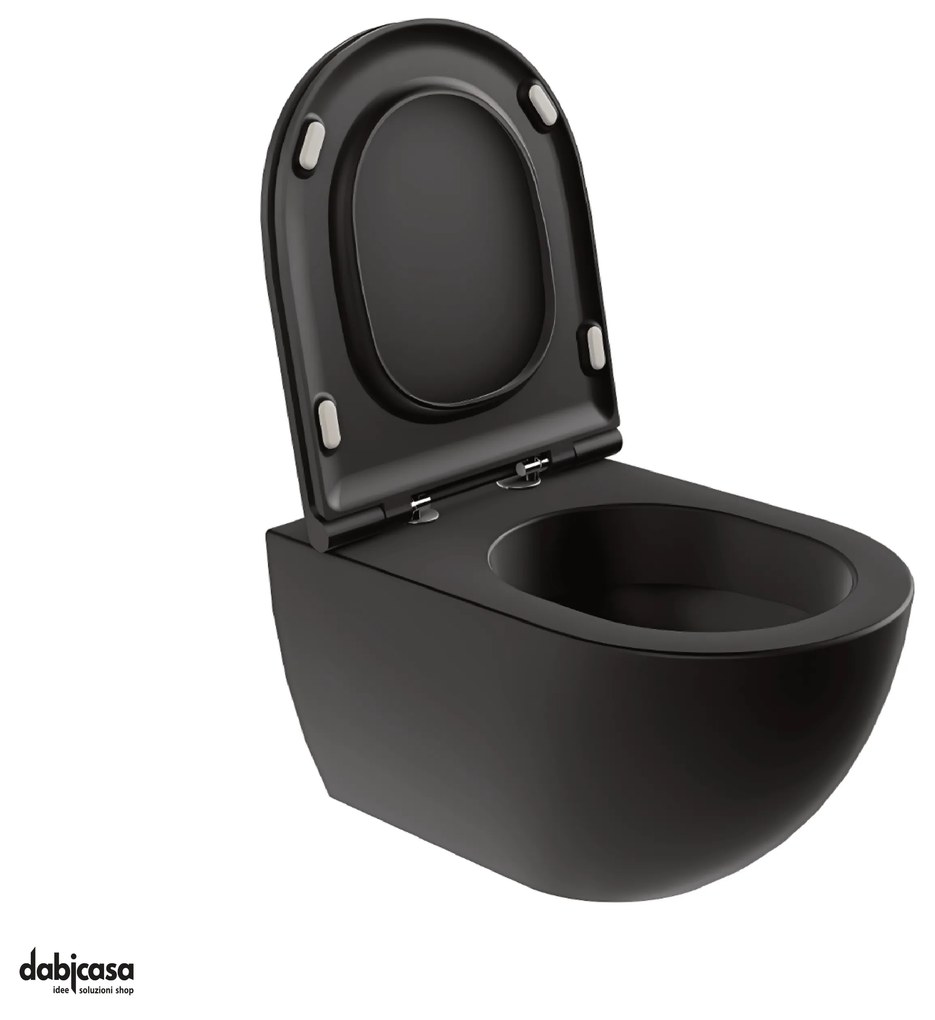 Azzurra Ceramica "Comoda" Wc Sospeso Nero Opaco Senza Brida