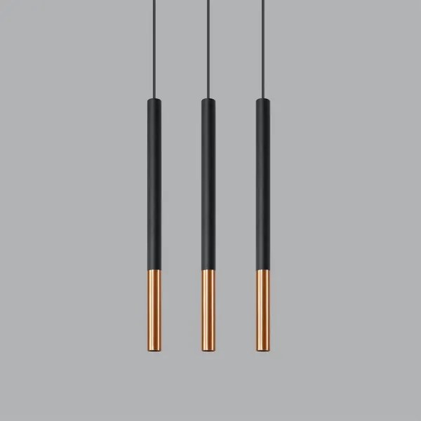 Lampadario su filo MOSAIC 3xG9/12W/230V nero/rame