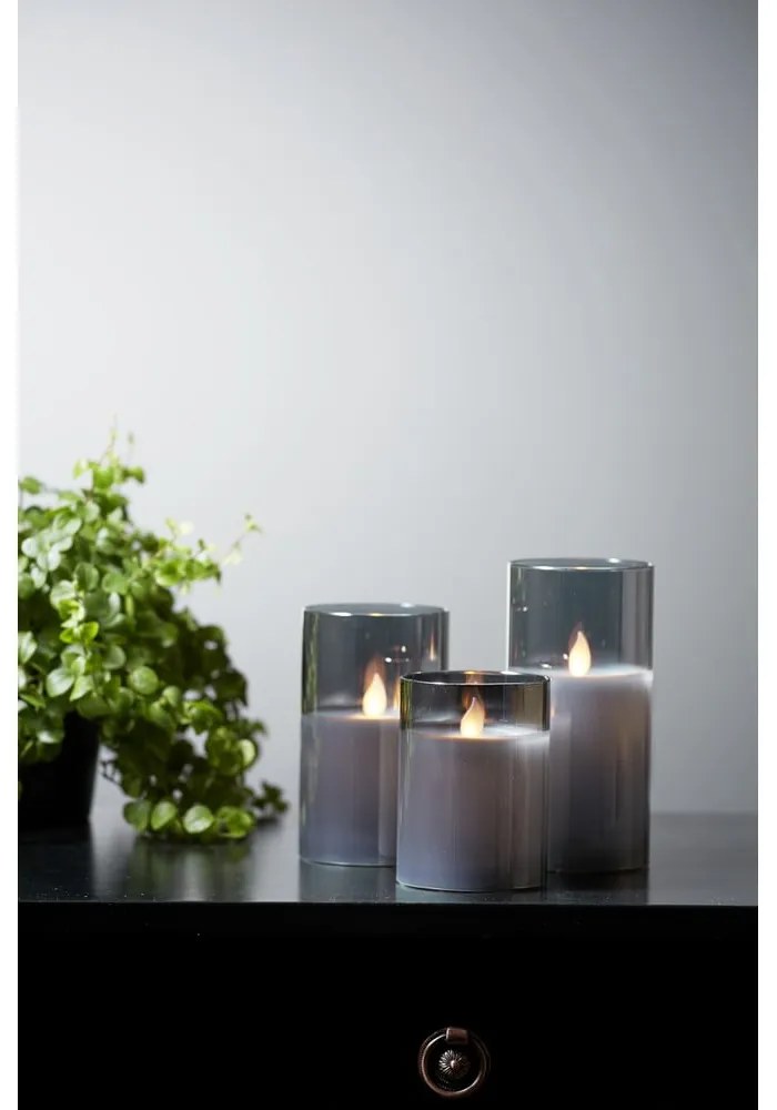 Candela di cera a LED grigia in vetro, altezza 12,5 cm M-Twinkle - Star Trading
