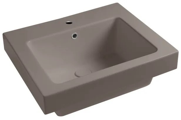 Lavabo a incasso e d'appoggio rettangolare vasca centrale Alaqua L 60 x H 25 x P 21 cm in ceramica marrone opaco