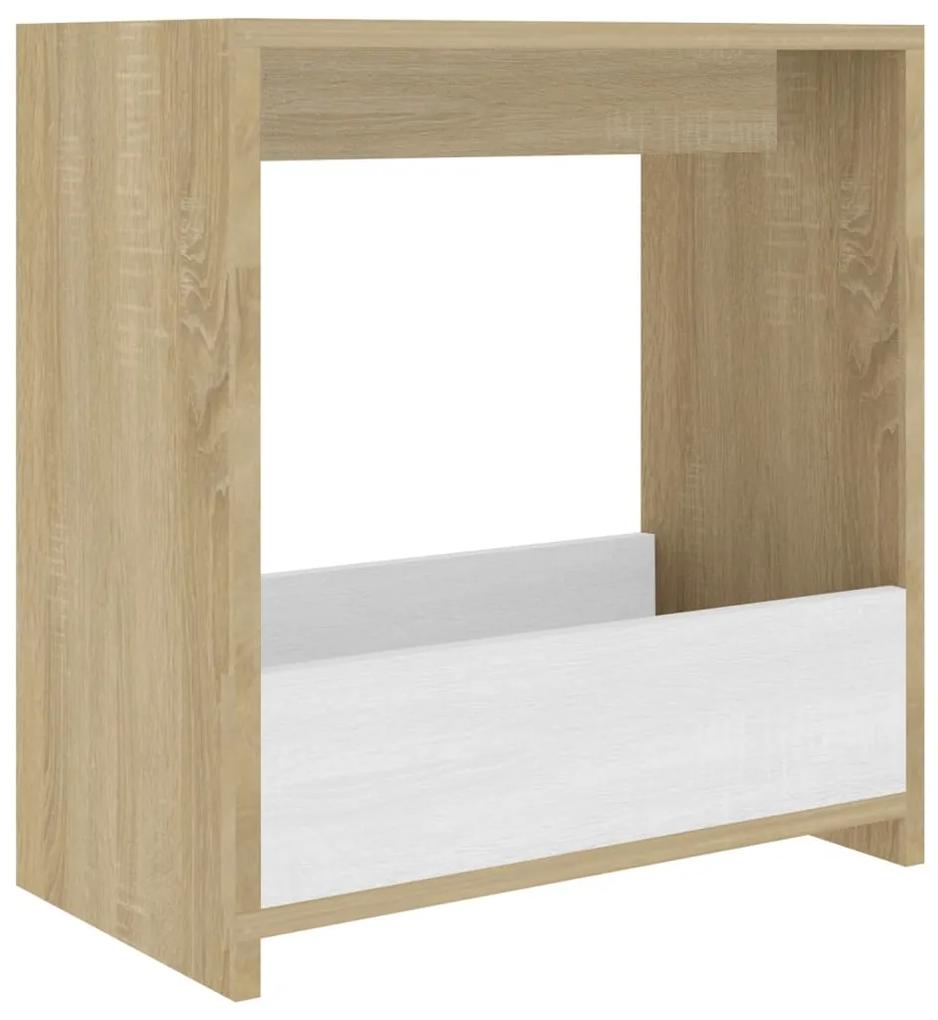 Tavolino Bianco e Rovere Sonoma 50x26x50 cm Legno Multistrato