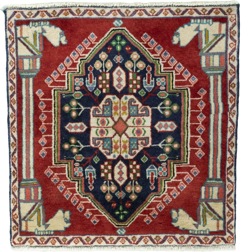 Shiraz Tappeto persiano 60x70 Rosso (Iran) Annodato A Mano