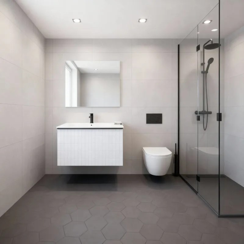 Mobile da bagno sospeso sotto lavabo Pixel grid 1 cassetto L 60 x H 40 x P 45.5 cm bianco laccato opaco con maniglia alluminio brillante
