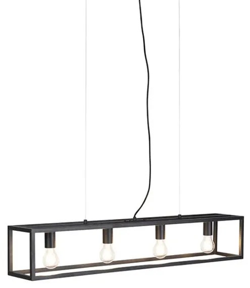 Lampada a sospensione industriale intelligente nera incl. 4 WiFi A60 - Cage