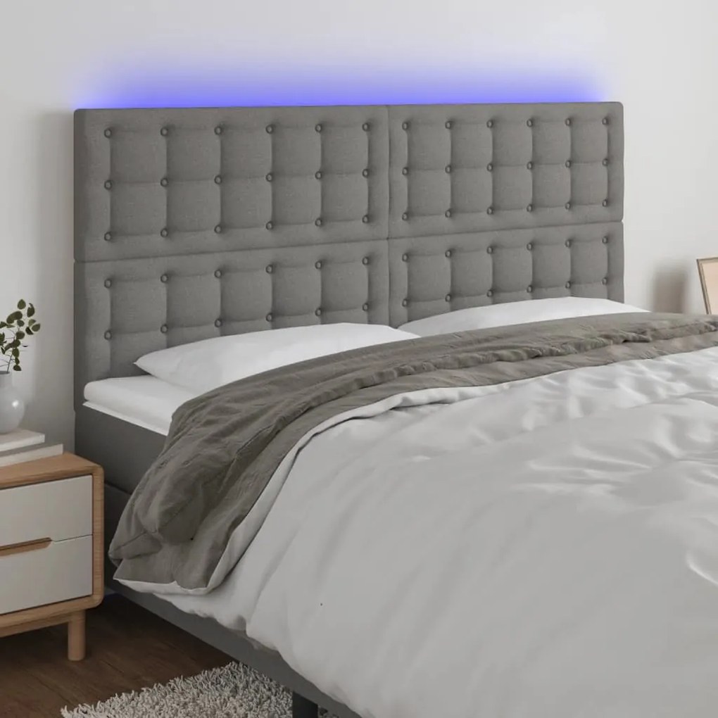 Testiera A Led Grigioscuro 160x5x118/128cm İntessuto /