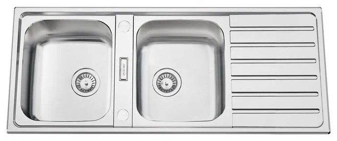 Lavello sopratop 2 vasche in inox argento RODI Urban 120 L 50 x L 120 x P 20 cm