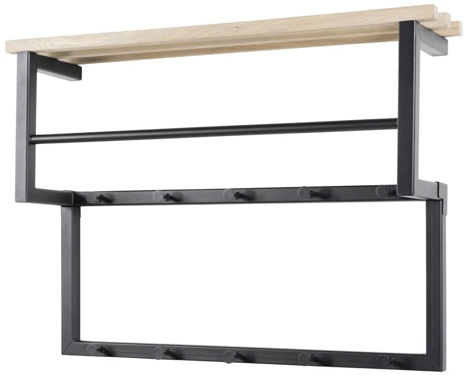 Attaccapanni da parete nero/di colore naturale in metallo con scaffale 71 cm Rizzoli – Spinder Design