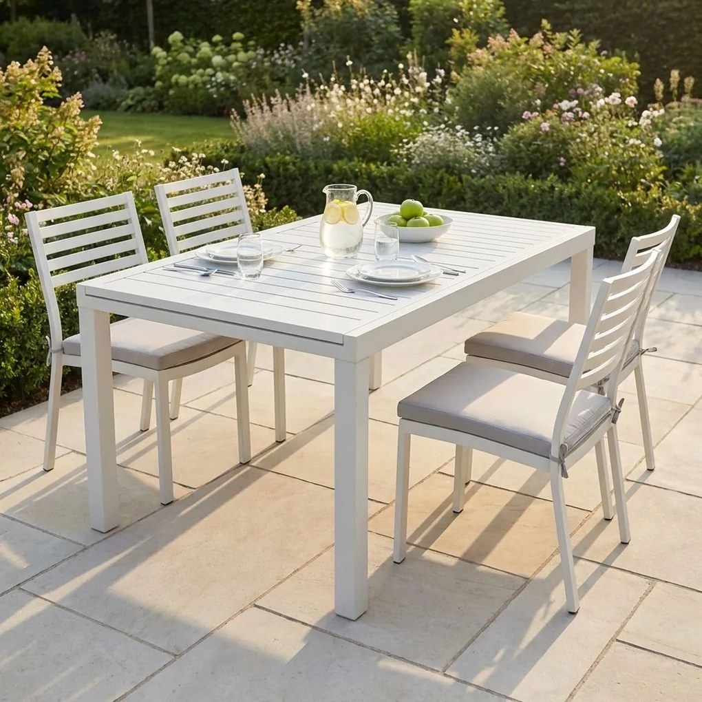 DEXTER - set tavolo in alluminio cm 160/240 x 90 x 75 h con 4 sedie Dexter