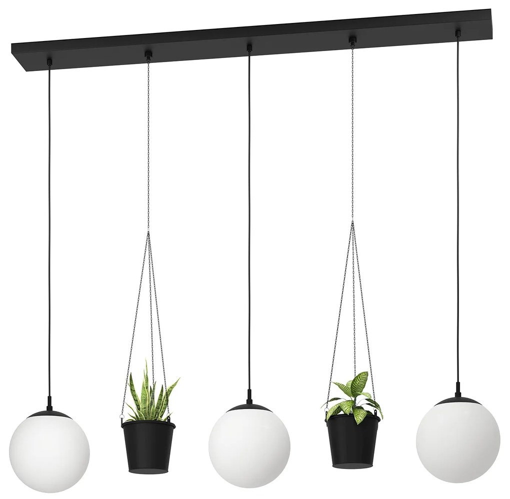 Lampadario A Sospensione Minimal Rondo 3 Acciaio Nero Vetro 3 Luci E27